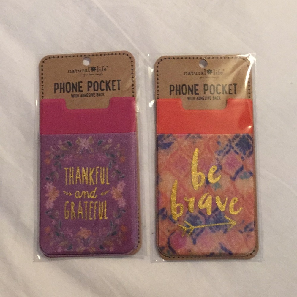 Natural Life adhesive phone card holders. Set of 2